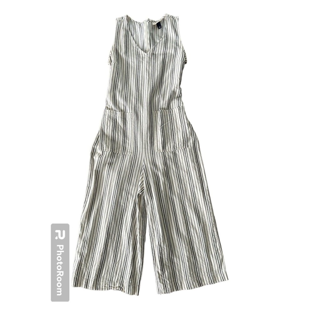 Universal Thread Women's Sleeveless Belted Jumpsuit Wide Leg Gray Stripe‎ XS